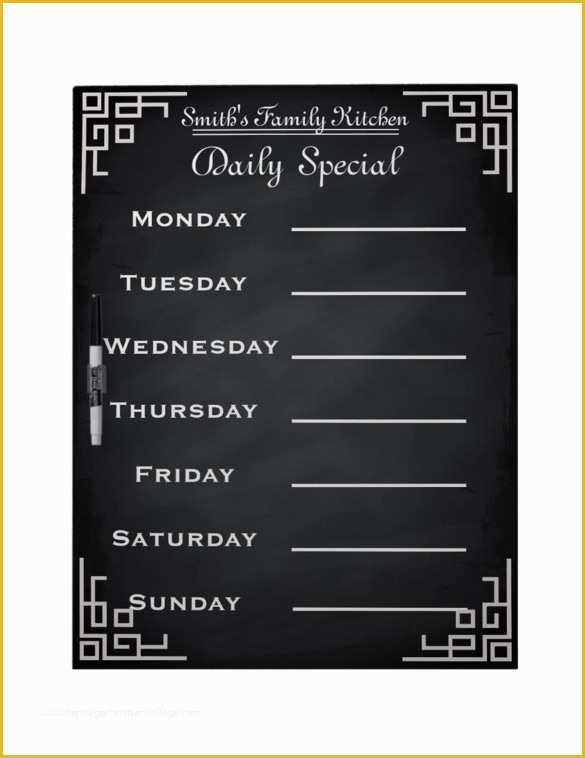 Specials Menu Template Free Of 20 Weekly Menu Templates – Free Sample Example format