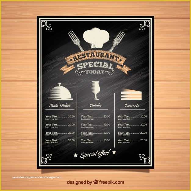 Specials Menu Template Free Of Blackboard Style Restaurant Menu Template