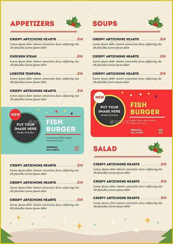 Specials Menu Template Free Of Christmas Menu Template 16 Free Psd Eps Ai