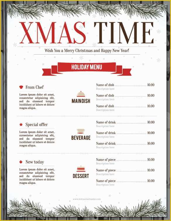 Specials Menu Template Free Of Christmas Menu Template – 30 Free Psd Eps Ai