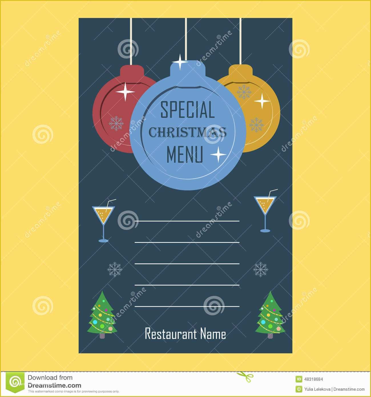 Specials Menu Template Free Of Special Christmas Restaurant Menu Flat Design Template