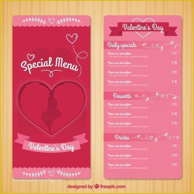Specials Menu Template Free Of Special Menu Template for Valentine Day Vector