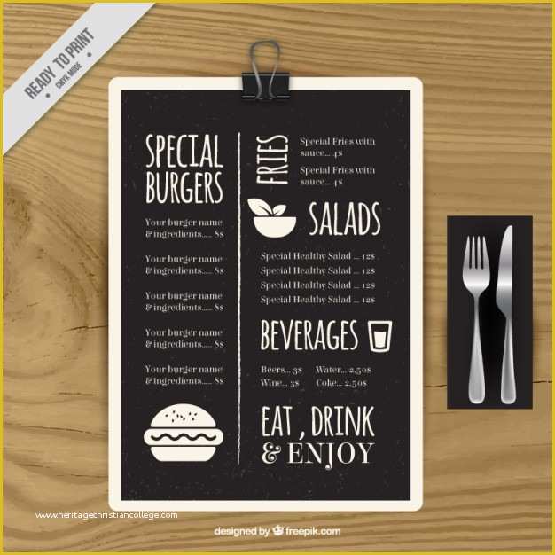 Specials Menu Template Free Of Special Menu Template In Blackboard Vector