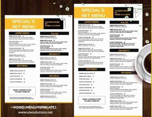 Specials Menu Template Free Of Special Set Menu Templates Printable Restaurant Menu