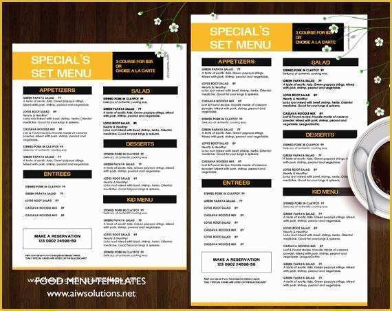 Specials Menu Template Free Of Special Set Menu Templates Printable Restaurant Menu