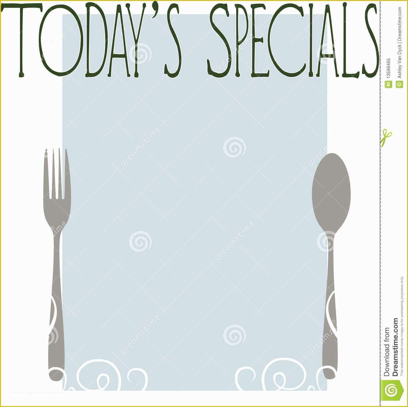 Specials Menu Template Free Of today S Specials Stock Illustration Image Of Diner