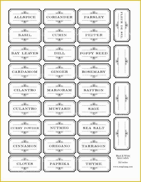 Spice Jar Label Template Free Of Black and White Spice and Herb Labels Set Digital Collage