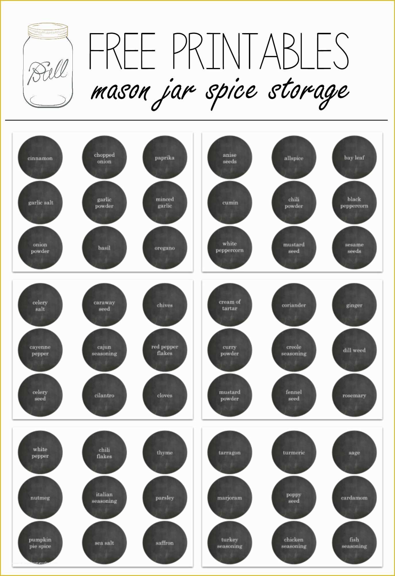 Spice Jar Label Template Free Of Free Printable Mason Jar Spice Jar Labels Mason Jar