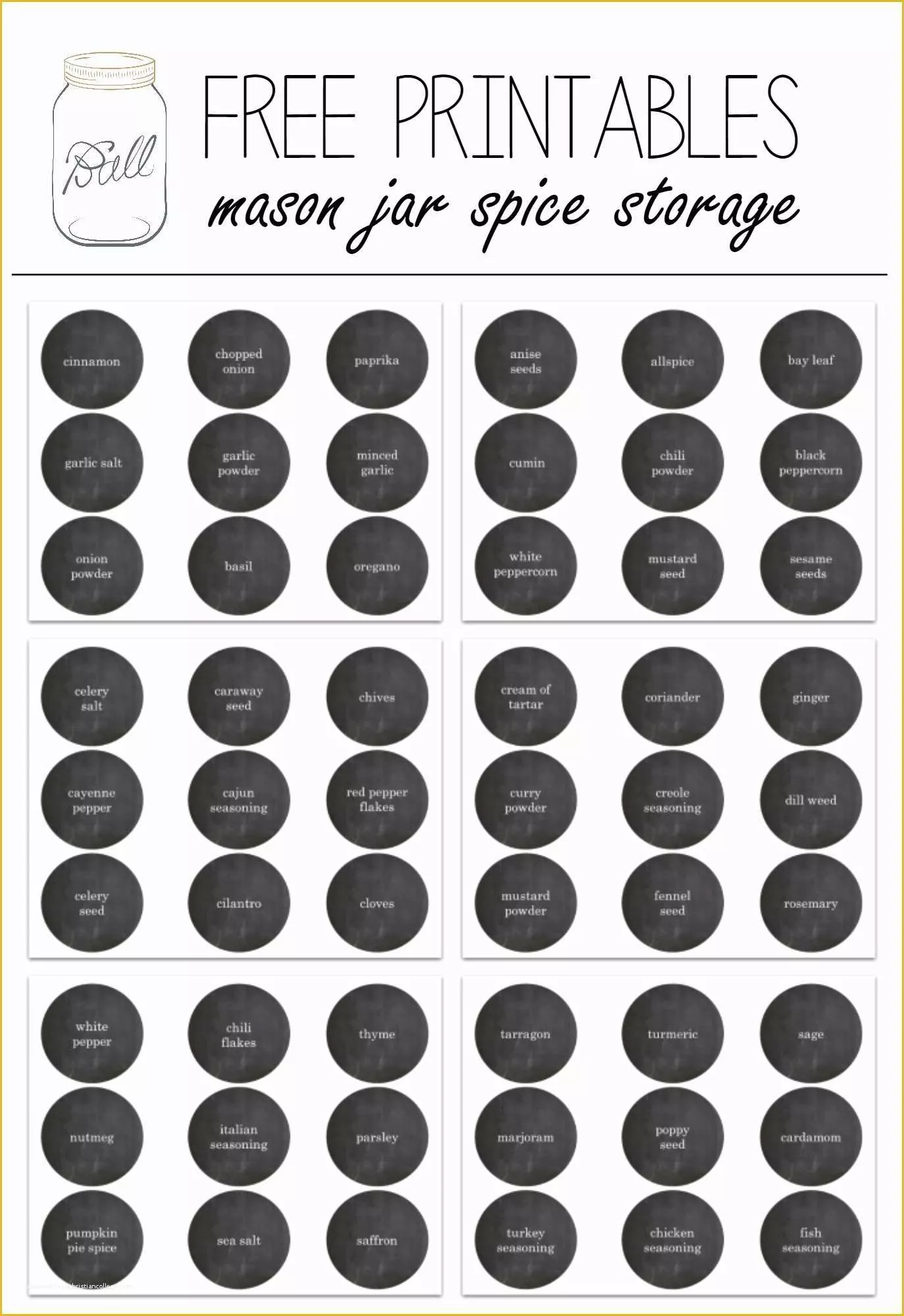 Spice Jar Label Template Free Of Free Printable Mason Jar Spice Jar Labels Mason Jar