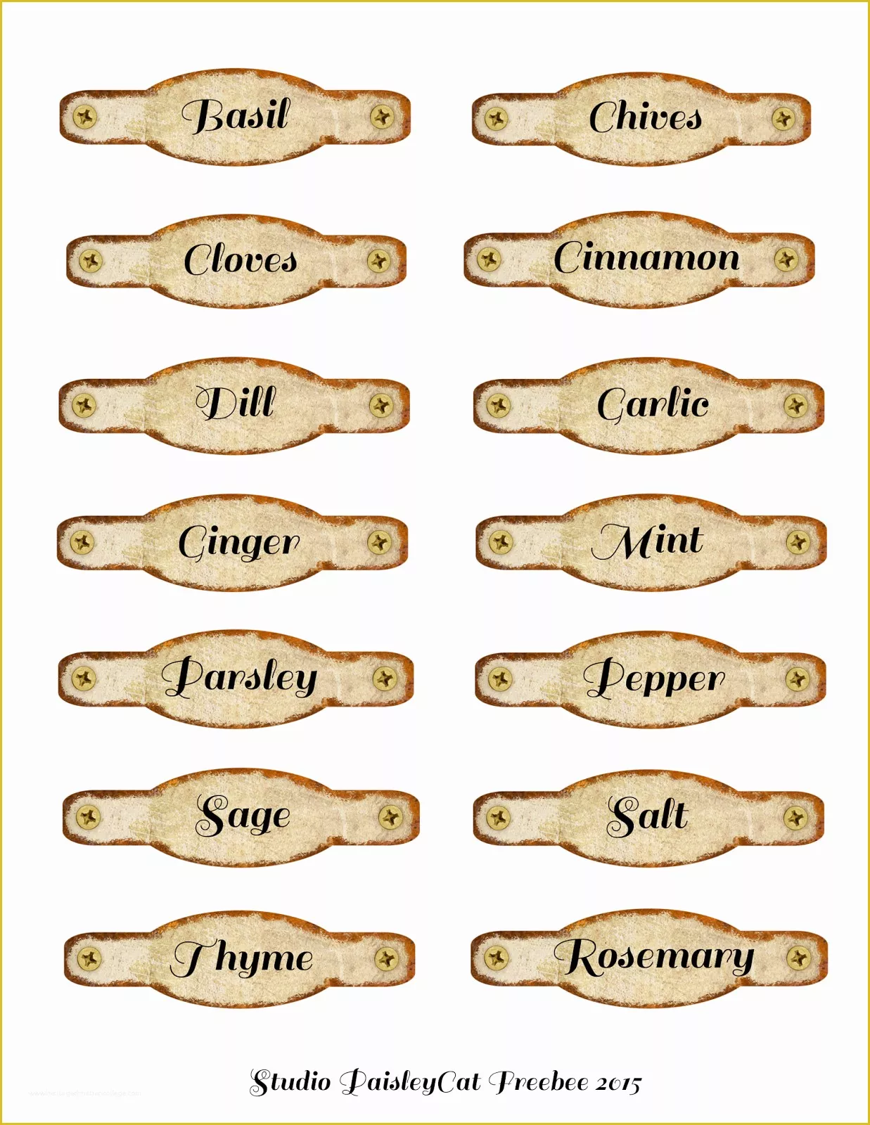 Spice Jar Label Template Free Of Studio Paisleycat S Freebie Blog Freebee Day Rusty