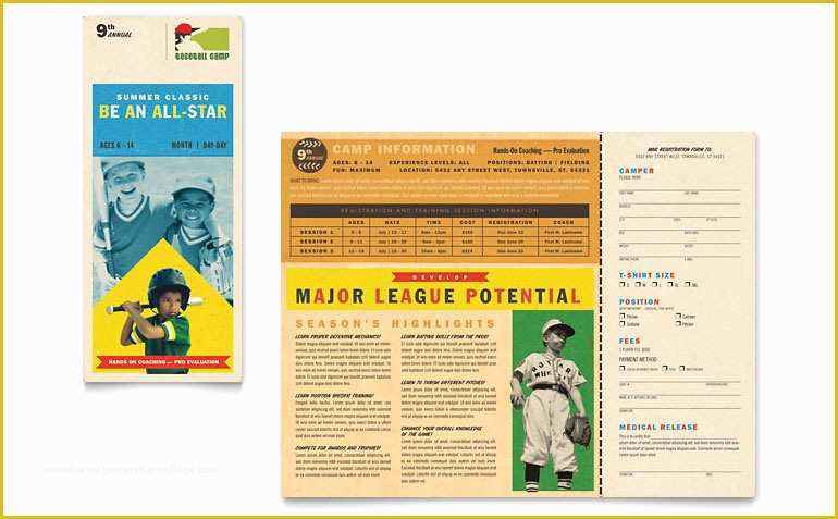 Sport Brochure Templates Free Of Baseball Sports Camp Brochure Template Word & Publisher