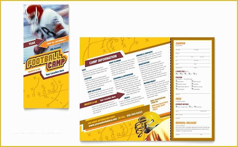 Sport Brochure Templates Free Of Football Sports Camp Brochure Template Word & Publisher