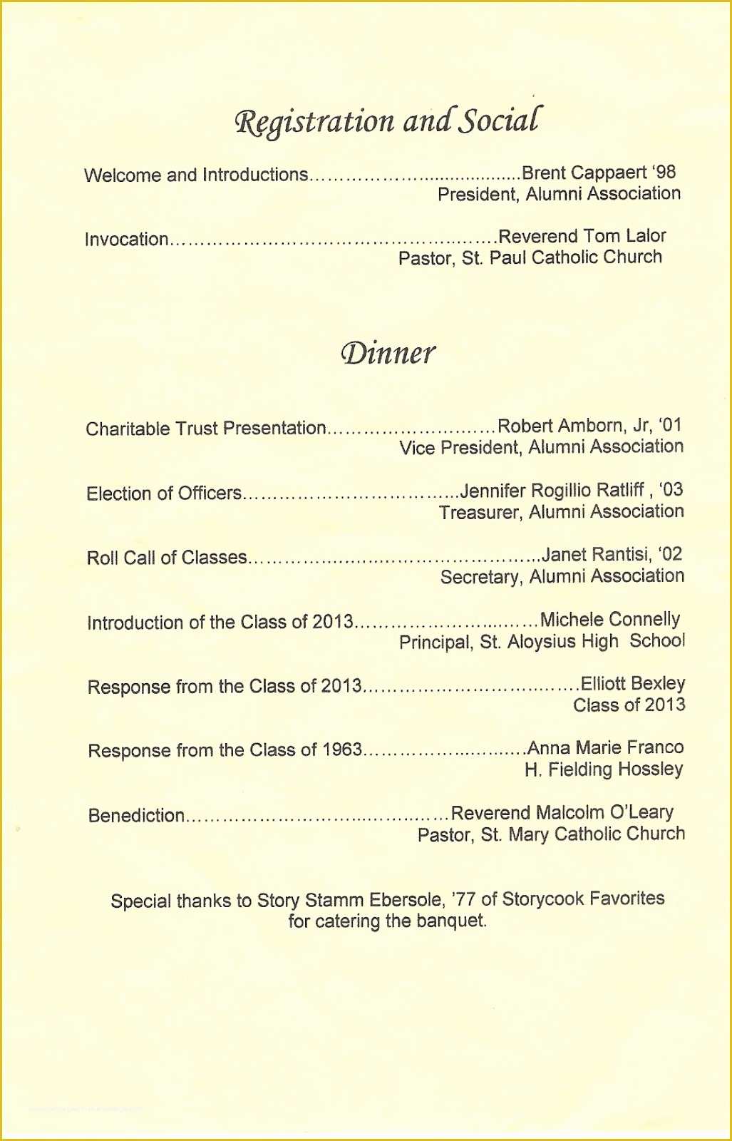 Sports Banquet Program Templates Free Of Class Of 1959 2013 St Al St Francis Alumni Banquet
