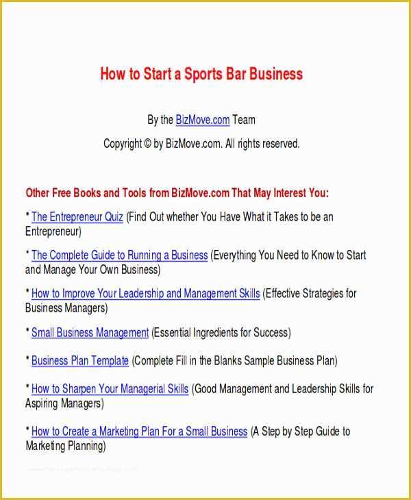 Sports Bar Business Plan Template Free Of 7 Sample Bar Business Plans