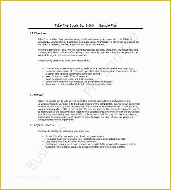 Sports Bar Business Plan Template Free Of Bar Business Plan Template 12 Free Word Excel Pdf