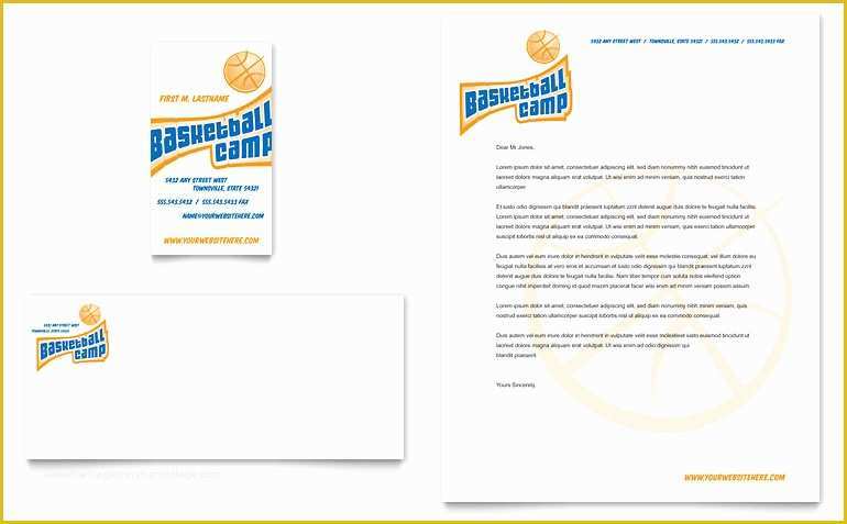 Sports Business Cards Templates Free Of Basketball Sports Camp Business Card & Letterhead Template