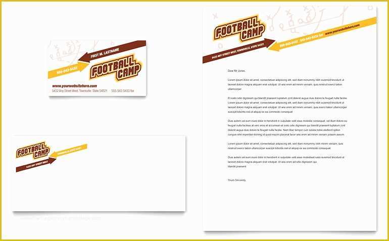 Sports Business Cards Templates Free Of Football Sports Camp Business Card &amp; Letterhead Template