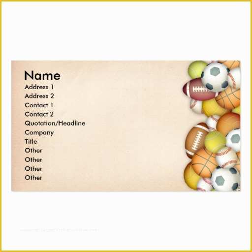 Sports Business Cards Templates Free Of Sports Balls Double Sided Standard Business Cards Pack