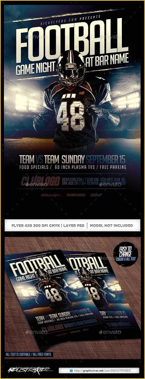 Sports event Flyer Template Free Of Football Game Night Flyer Template Psd by Industrykidz