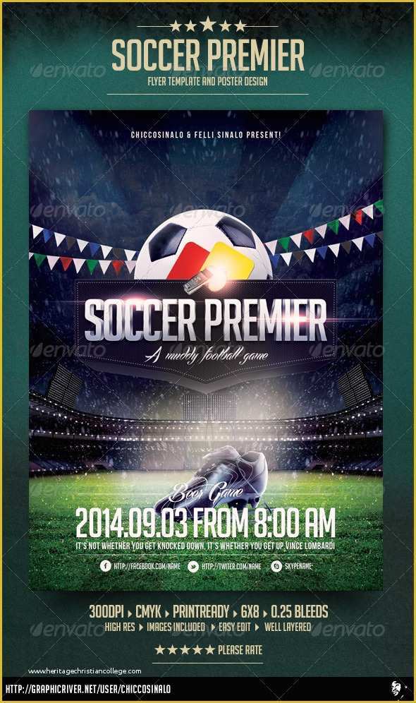 Sports event Flyer Template Free Of soccer Premier Flyer Template by Chiccosinalo