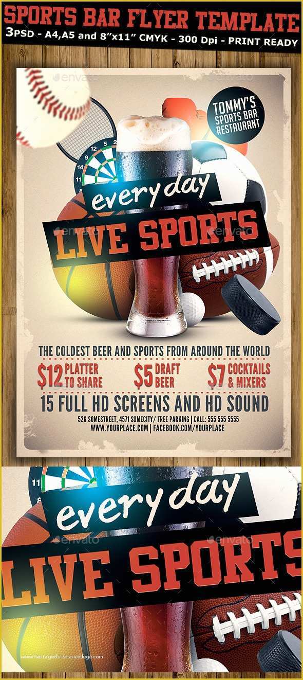 Sports event Flyer Template Free Of Sports Bar Flyer Template V2 by Hotpin