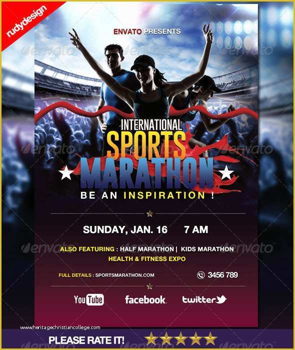 Sports event Flyer Template Free Of Sports Marathon Run event Flyer by Rudydesign