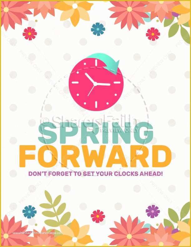 Spring Flyer Template Free Of Daylight Saving Time Spring forward Flyer