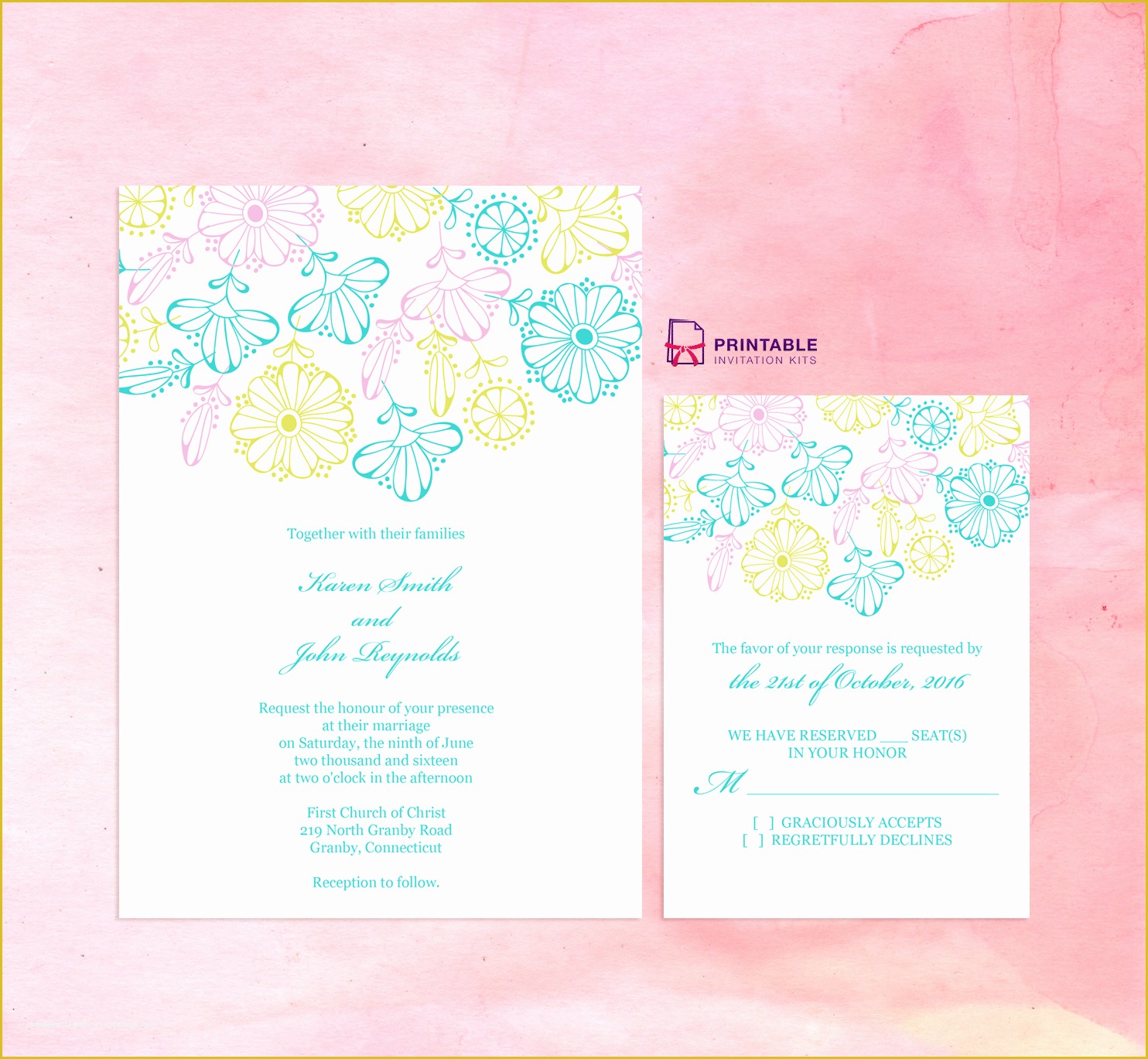 Spring Invitation Templates Free Of 2016 Spring Blooms – Wedding Invitation and Rsvp Set