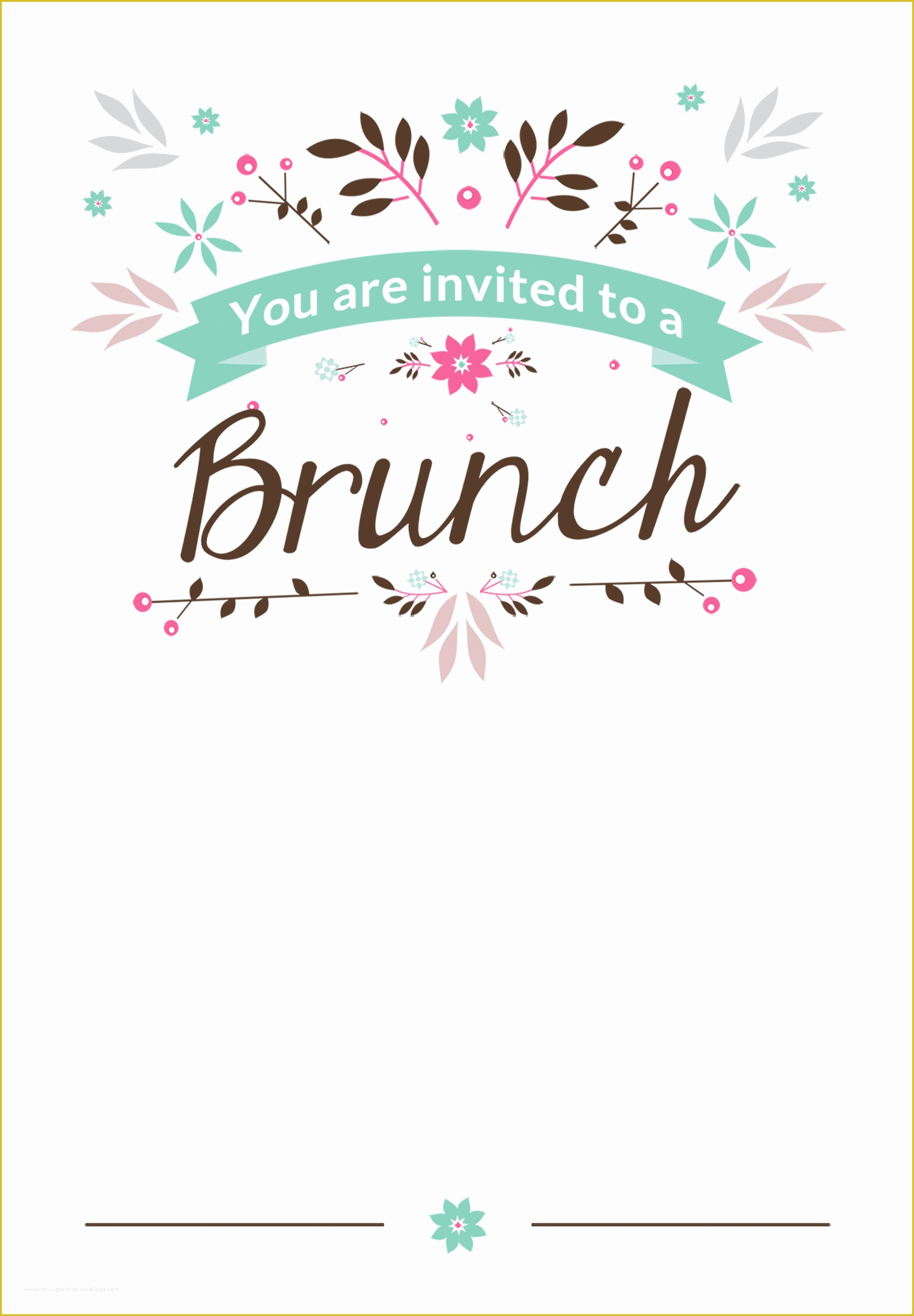 Spring Invitation Templates Free Of Flat Floral Free Printable Brunch Invitation Template