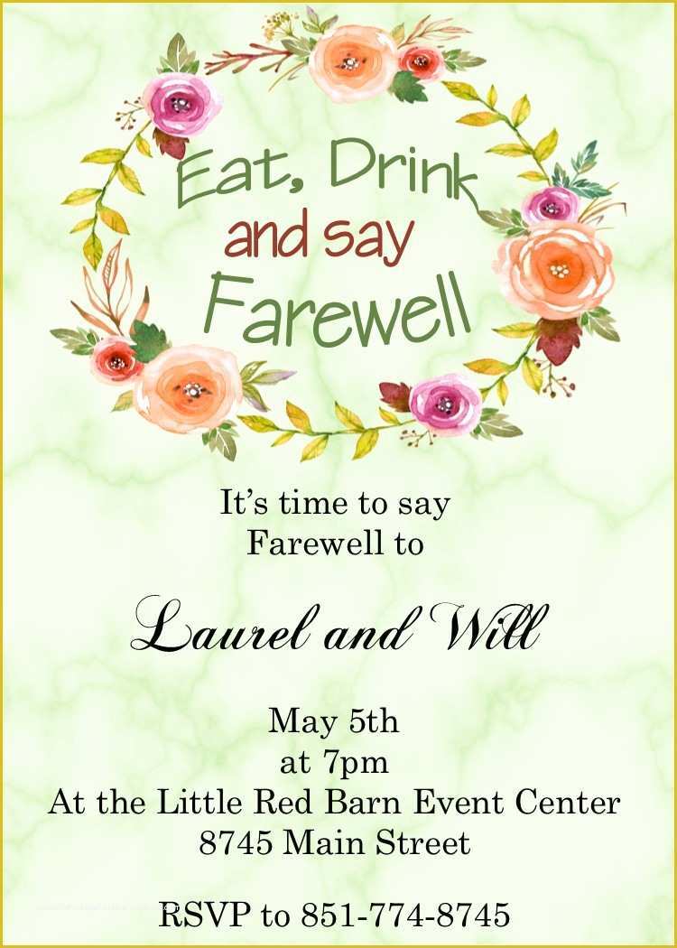Spring Invitation Templates Free Of Going Away Party Invitations New Selections Spring 2019