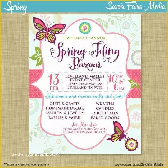 Spring Invitation Templates Free Of Spring Bazaar Fling Craft Market Expo Invitation Poster