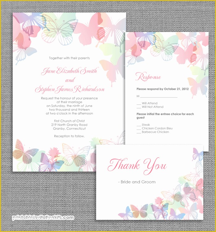 Spring Invitation Templates Free Of Spring butterflies Wedding Invitation Set ← Wedding