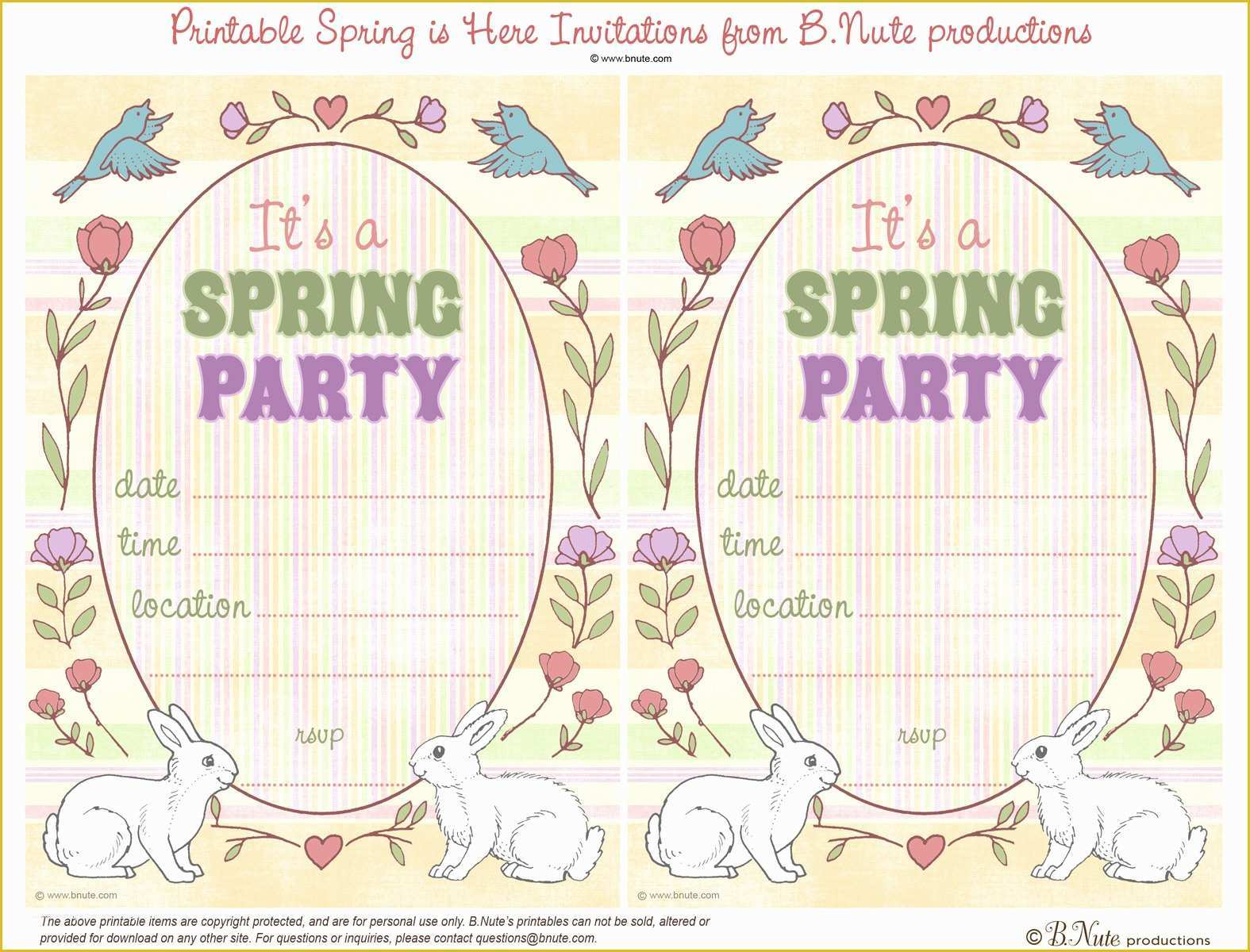 Spring Party Invitation Templates Free Of Bnute Productions Free Printable Spring is Here Easter
