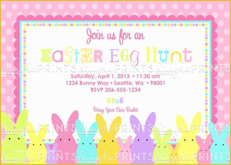 Spring Party Invitation Templates Free Of Easter Bunny Printable Invitation Dimple Prints Shop