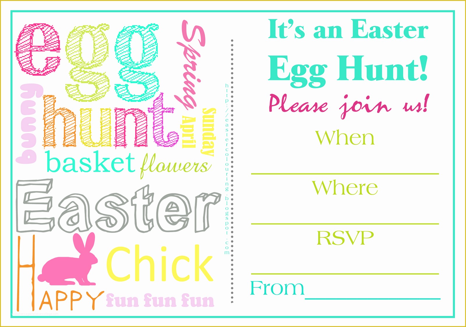 Spring Party Invitation Templates Free Of Easter Colouring Easter Egg Hunt Invitations