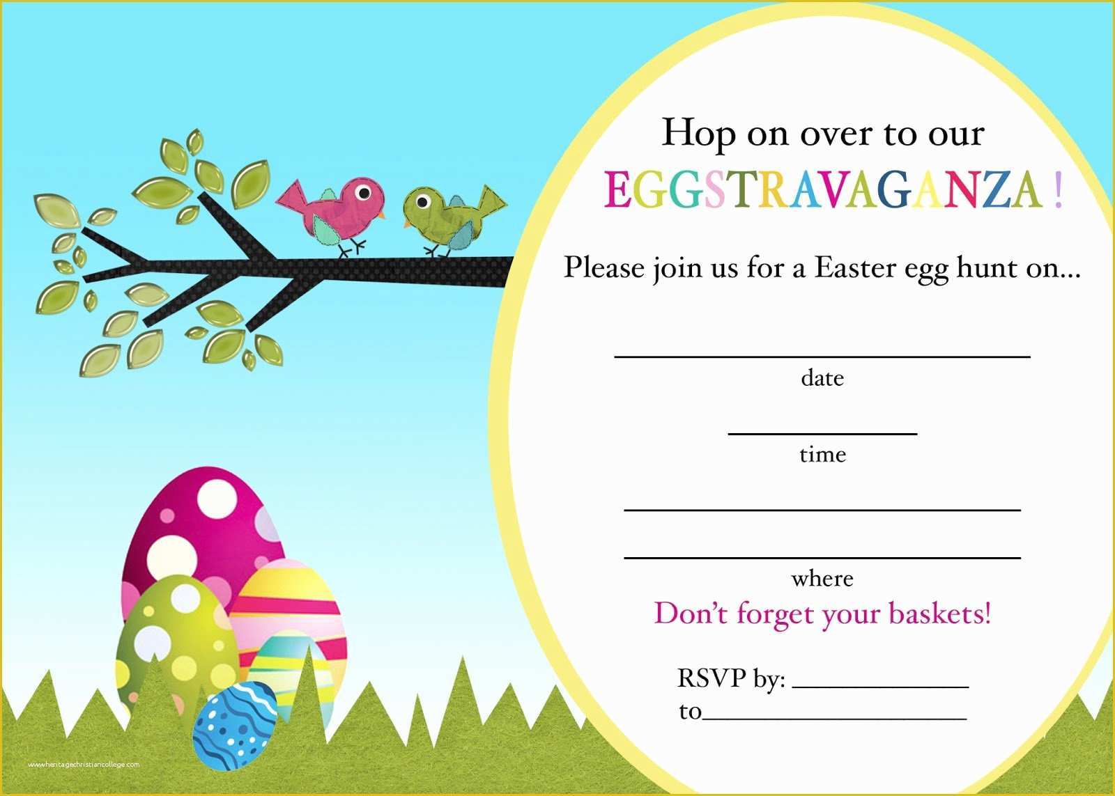 Spring Party Invitation Templates Free Of Easter Egg Hunt Invitations Printable