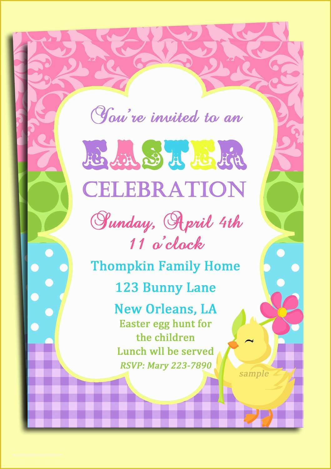 Spring Party Invitation Templates Free Of Easter Invitation Printable or Printed with Free Shipping