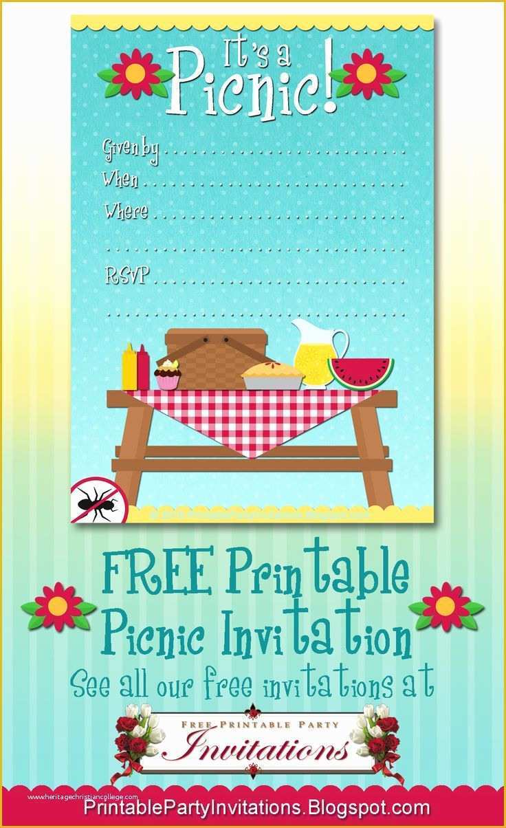 Spring Party Invitation Templates Free Of Free Printable Picnic Invitation
