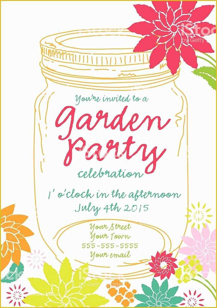 Spring Party Invitation Templates Free Of orange Canning Jar Spring Garden Party Invitation Design