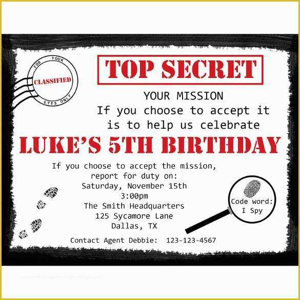 Spy Birthday Party Invitation Template Free Of 23 Personalized Birthday Invitation Templates – Psd Word