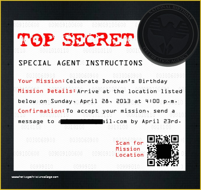Spy Birthday Party Invitation Template Free Of Diy Secret Agent Birthday Party Part 1