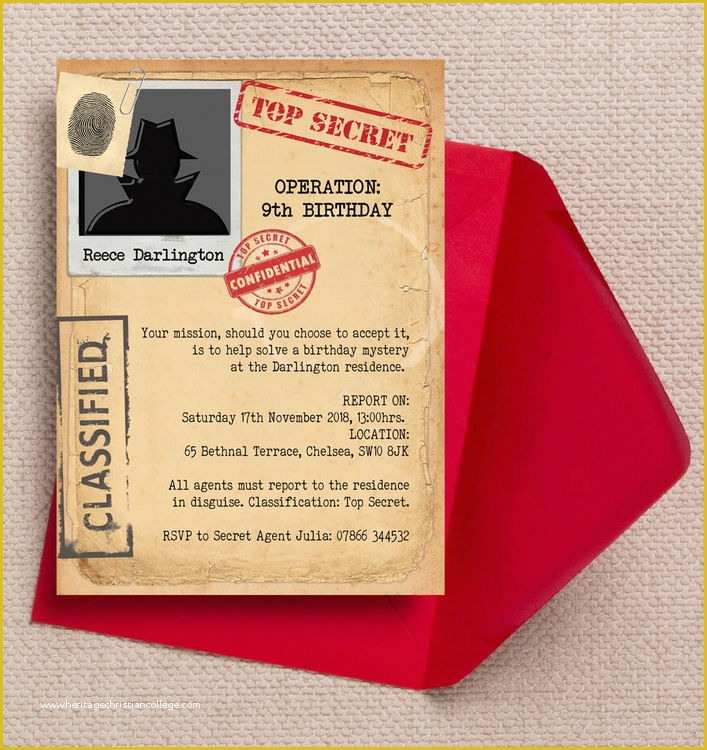Spy Birthday Party Invitation Template Free Of Personalised Spy Mission Secret Agent Birthday Party