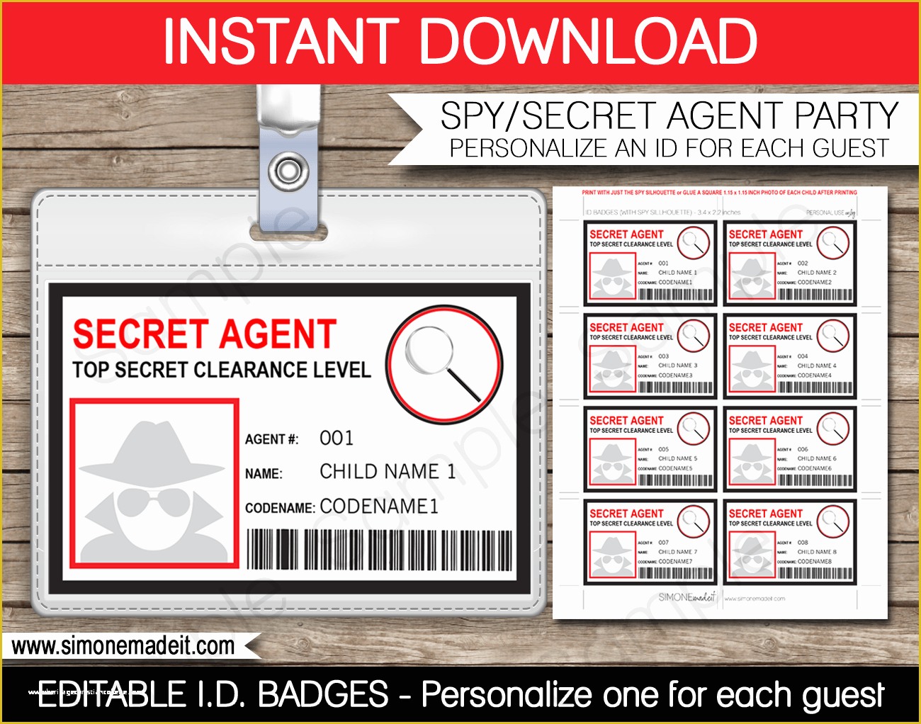 Spy Birthday Party Invitation Template Free Of Secret Agent Badge Template Spy Badge