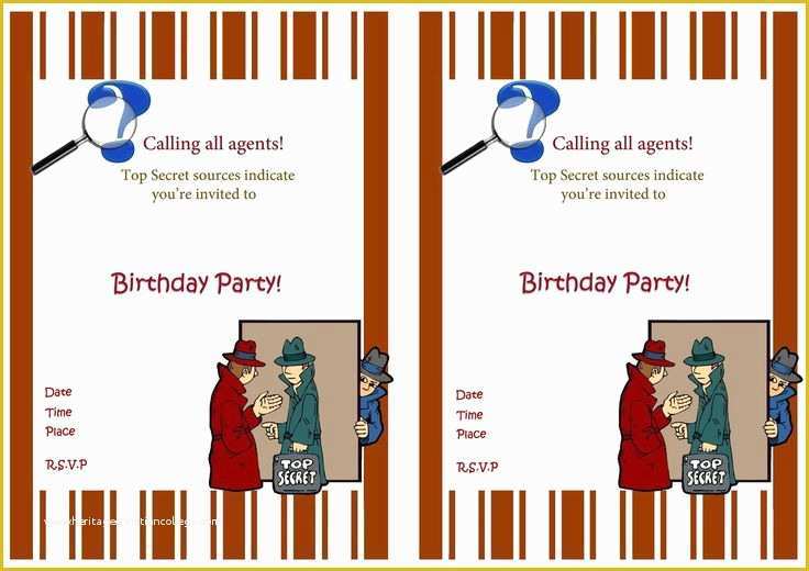 Spy Birthday Party Invitation Template Free Of Spy Free Printable Birthday Party Invitations