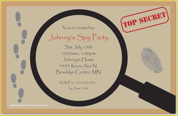 Spy Birthday Party Invitation Template Free Of Spy Party Invitation Templates