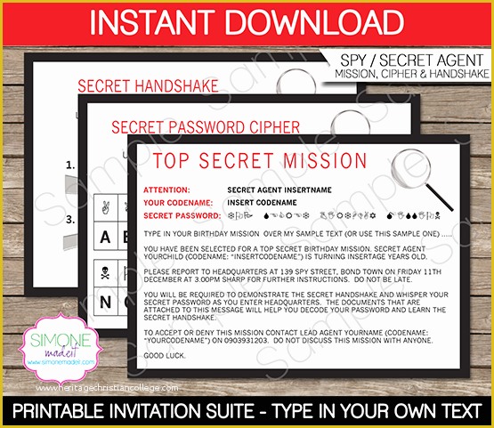 Spy Birthday Party Invitation Template Free Of Spy Party Invitations Template