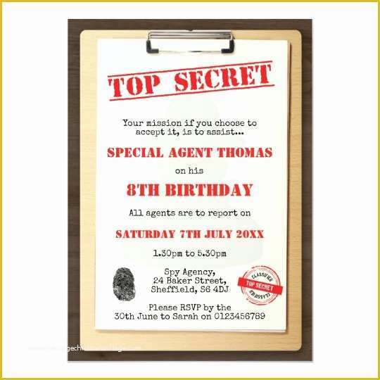 Spy Birthday Party Invitation Template Free Of Spy themed Birthday Party Invitation
