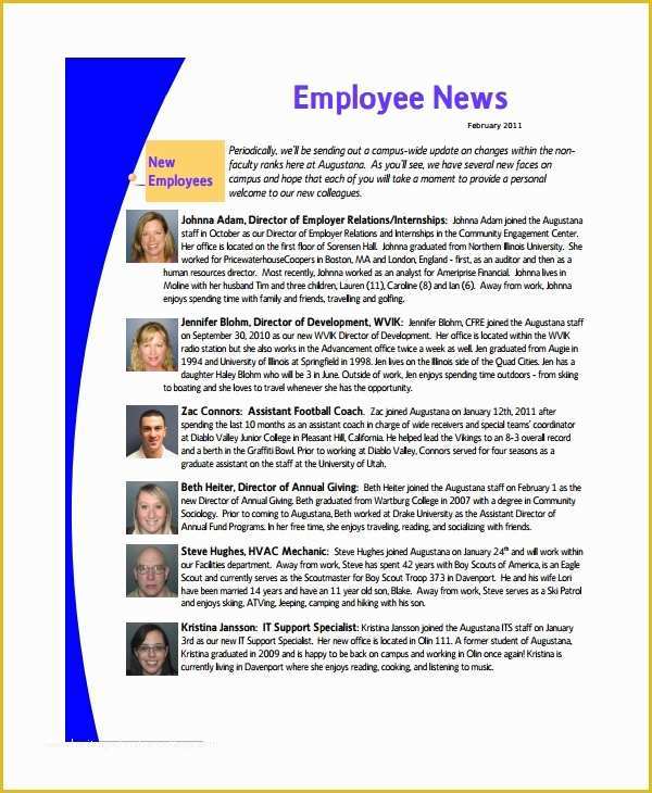 Staff Newsletter Templates Free Of 10 Employee Newsletter Templates