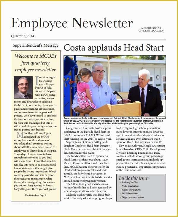Staff Newsletter Templates Free Of 10 Employee Newsletter Templates