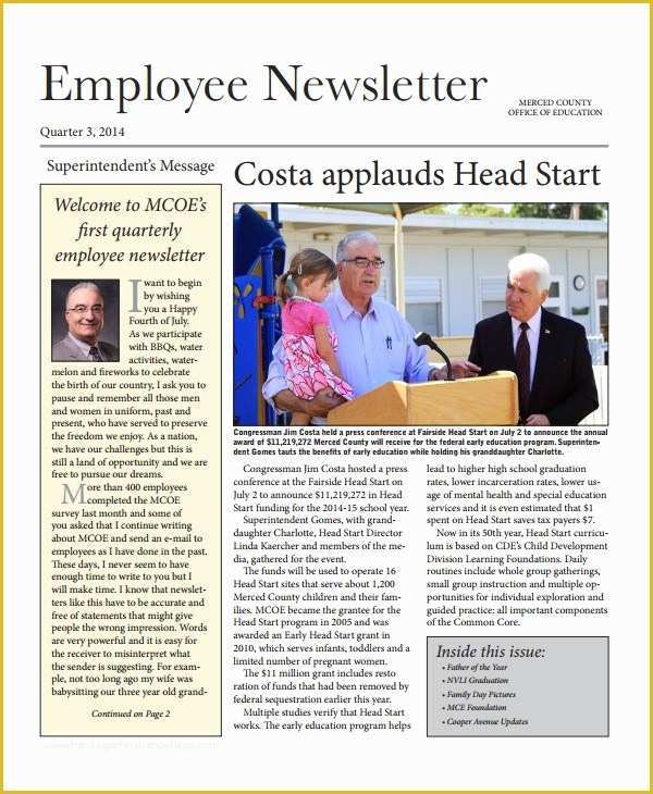 Staff Newsletter Templates Free Of Employee Newsletter Template